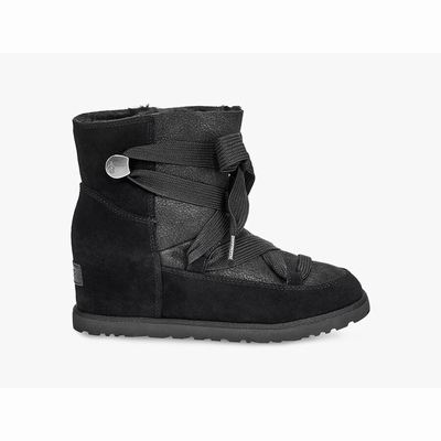 Botas UGG Classic Lace-up Mulher Pretas | PT-AQEHD